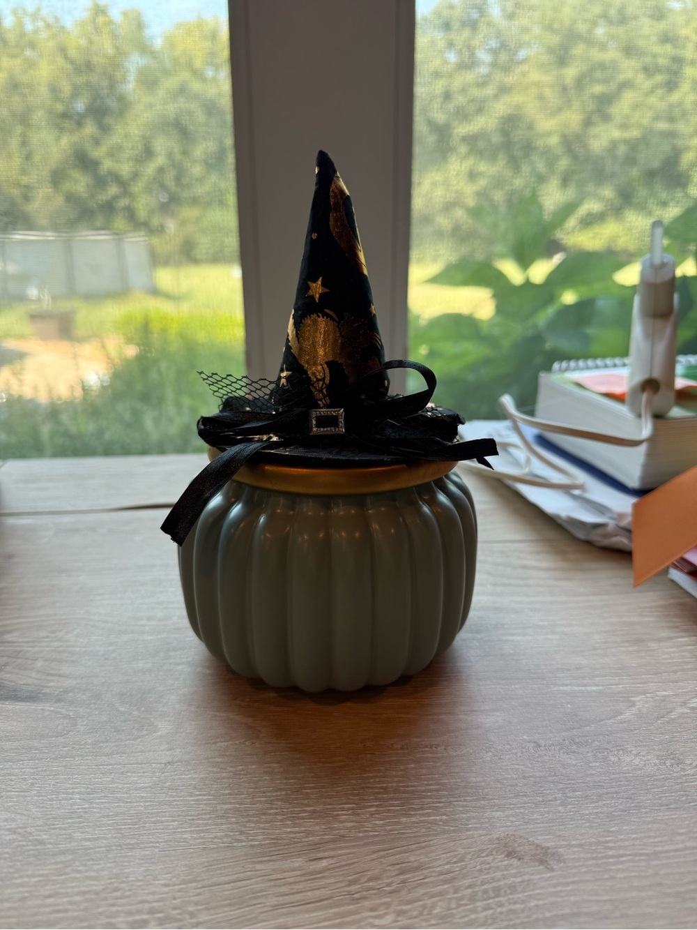 Halloween Witch Hat Decorative Jar - Gray